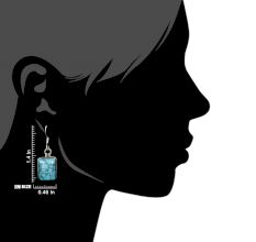 92.5 Sterling Silver Earrings Square Framed Turquoise Earrings