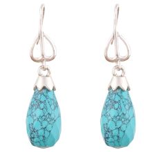 Turquoise And 92.5 Sterling Silver Earrings Danglers