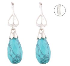 Turquoise And 92.5 Sterling Silver Earrings Danglers