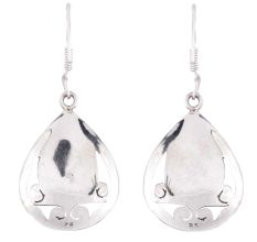 92.5 Sterling Silver Earrings Turquoise Oval Framed Hook Earrings