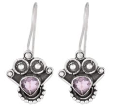 92.5 Sterling Silver Earrings Amethyst Angle Wings Hook Earrings