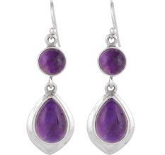 92.5 Sterling Silver Earrings Amethyst Crystal Drop Earrings