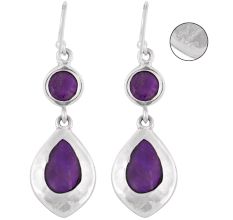92.5 Sterling Silver Earrings Amethyst Crystal Drop Earrings