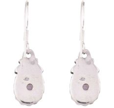 92.5 Sterling Silver Earrings Amethyst And Floral Carvings Dangle Earrings