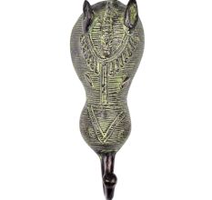 Brass Engraved Tribal Bull Face Wall Hook  With Green Finish