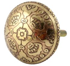 Brass Floral Pattern Dresser Knob