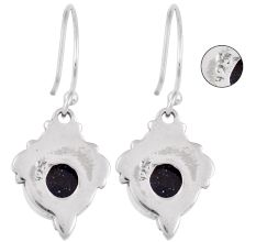 92.5 Sterling Silver Earrings Blue Goldstone Wire Hook Earrings