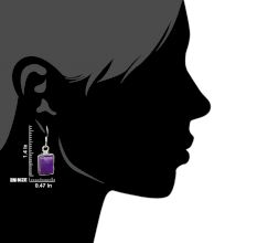 92.5 Sterling Silver Earrings Square Framed Amethyst Earrings