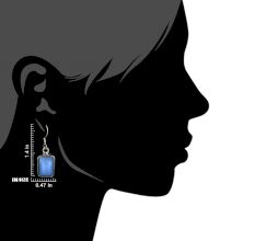 92.5 Sterling Silver Earrings Square Framed Quartz Sky Blue Earrings