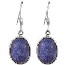 92.5 Sterling Silver Earrings Designer Oval Lapis Lazuli Hook Earrings