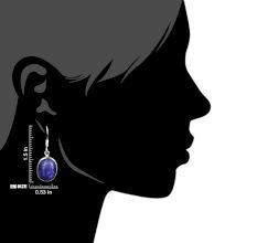 92.5 Sterling Silver Earrings Designer Oval Lapis Lazuli Hook Earrings