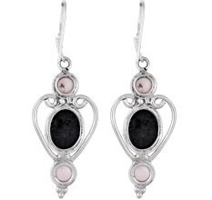 92.5 Sterling Silver Earrings Pearl And Lapis Lazuli Dangle Earring