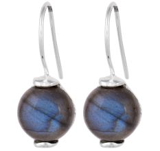 92.5 Sterling Silver Hook Earrings Lapis Lazuli Globe Earrings