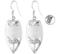 92.5 Sterling Silver Boat Earrings Blue Chalcendony Semi Precious Stone Earrings
