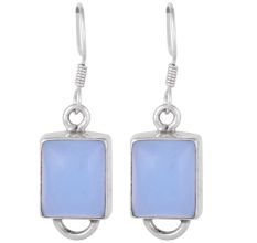 92.5 Sterling Silver Earrings Square Aquamarine Amethyst Hook Earrings