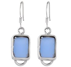 92.5 Sterling Silver Earrings Square Aquamarine Amethyst Hook Earrings
