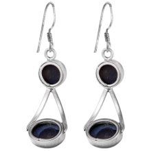 92.5 Sterling Silver Earrings Lapis Lazuli Stone Dangle Earrings