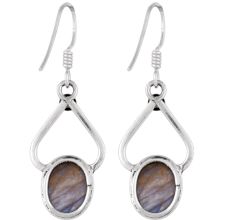 92.5 Sterling Silver Earrings  Brown Picasso Jasper Hook Earrings