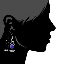 92.5 Sterling Silver Earrings Tear Drop Lapis Lazuli Wired Hook Earrings