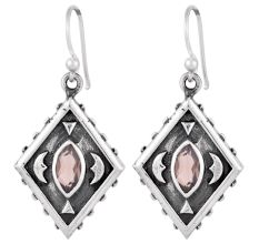 92.5 Sterling Silver Earrings Rose Quartz Kite Earrings