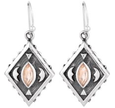 92.5 Sterling Silver Earrings Citrine Engraved  Kite Earrings