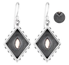 92.5 Sterling Silver Earrings Citrine Engraved  Kite Earrings