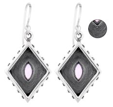 92.5 Sterling Silver Earrings Amethyst Engraved  Kite Earrings
