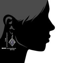 92.5 Sterling Silver Earrings Amethyst Engraved  Kite Earrings