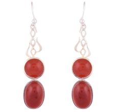 92.5 Sterling Silver Jewelry Red Jade Designer Earrings