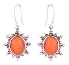 92.5 Sterling Silver Earrings Starry Carnelian Hook Earrings