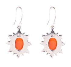 92.5 Sterling Silver Earrings Starry Carnelian Hook Earrings