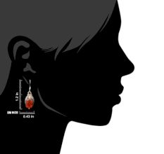Sterling Silver Carnelian Earring With Engraved Design
