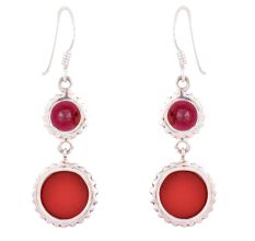 925 Sterling Silver Earrings Purple Amethyst & Carnelian Earrings