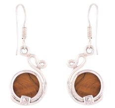 92.5 Sterling Silver Earrings Designer Tiger Eye Drop Earrings