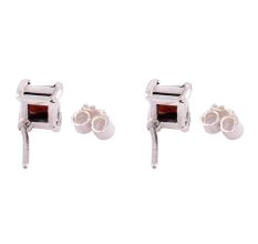 92.5 Sterling Silver Earrings Red Garnet Raindrop Studded Earrings
