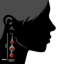 92.5 Sterling Silver Earrings Red Chalcedony Dangler Earrings
