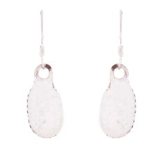 92.5 Sterling Silver Earrings Rectangular Shaped Coral Stone Earrings