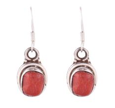 Sterling Silver Earrings Casual Wear Red Jasper Drop Earrings