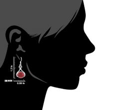 Sterling Silver Earrings Casual Wear Red Carnelien Fish Hook Earrings