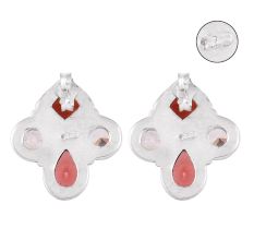 92.5 Sterling Silver Earrings  Garnet And American Diamond Stud Earrings