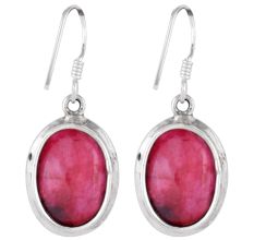 92.5 Sterling Silver Earrings Pink Tourmaline Hook Earrings