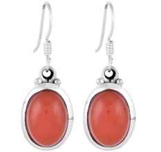 925 Sterling Silver Earrings Oval Carnelian Small Dangle Earrings