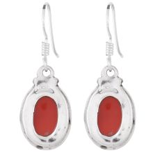 925 Sterling Silver Earrings Oval Carnelian Small Dangle Earrings