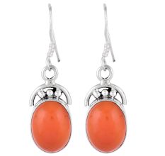 92.5 Sterling Silver Earrings Red Carnelian Crown Design Drop Earring