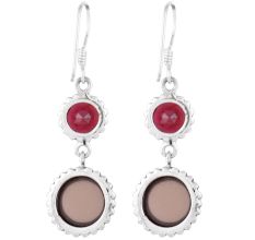 92.5 Sterling Silver Earrings Lepidolite Garnet Dangle Earrings