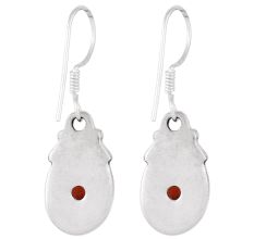 92.5  Sterling Silver Earrings  Semi-Precious Red Garnet Natural Stone Earrings
