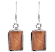92.5  Sterling Silver Earrings Square Tigers Eye Natural Stone Earrings