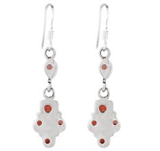 92.5 Sterling Silver Earrings  Red Garnet Natural Stones Earrings