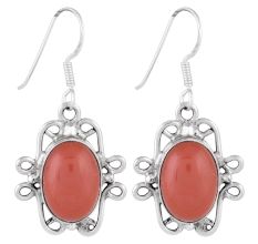 92.5 Sterling Silver Earring red Carnelian  Wire Hook Earrings