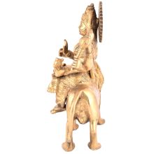 Brass Goddess Durga Statue Sitting On Tiger